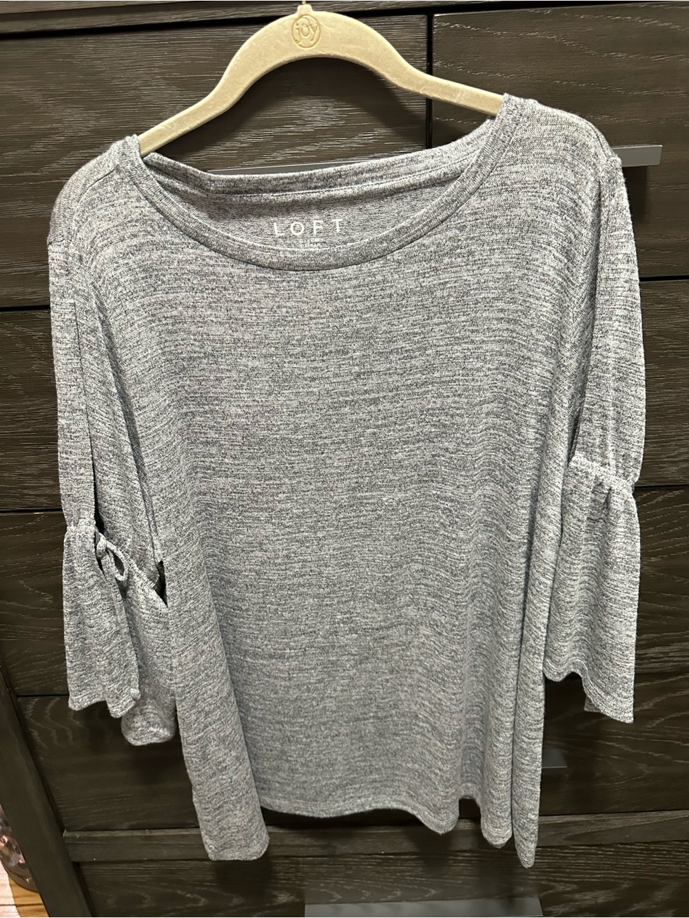 LOFT Heather Gray Bell-Sleeve Knit Top